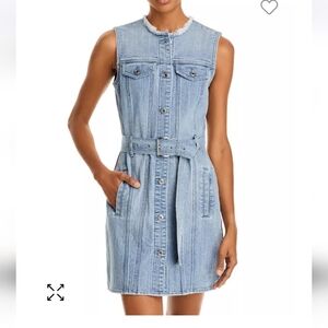 Michael Kors Frayed Neck Denim Shirt Mini Dress 6P
